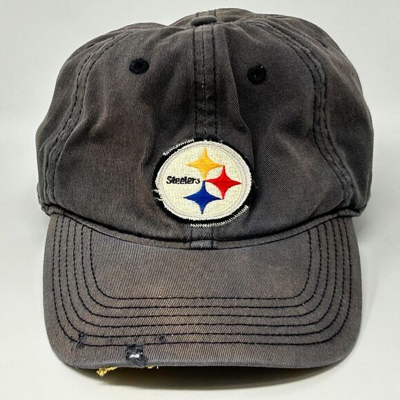 Distressed Pittsburgh Steelers Hat Cap Flex Fitted L/XL Black Old Orchard Beach - Picture 14 of 14